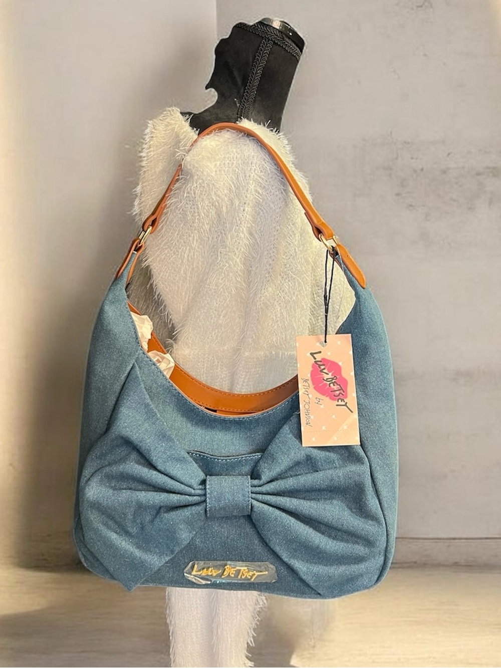 Betsey Johnson, Luv BETSEY, denim Bow Hobo Bag - NWT